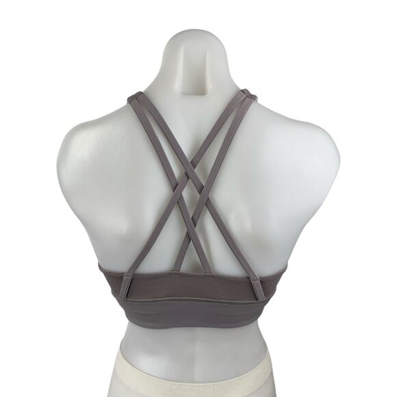 Lululemon Energy High-Neck Longline Gray Yoga Athletic Sports Bra Crop Top Sz 4 - Picture 2 of 4